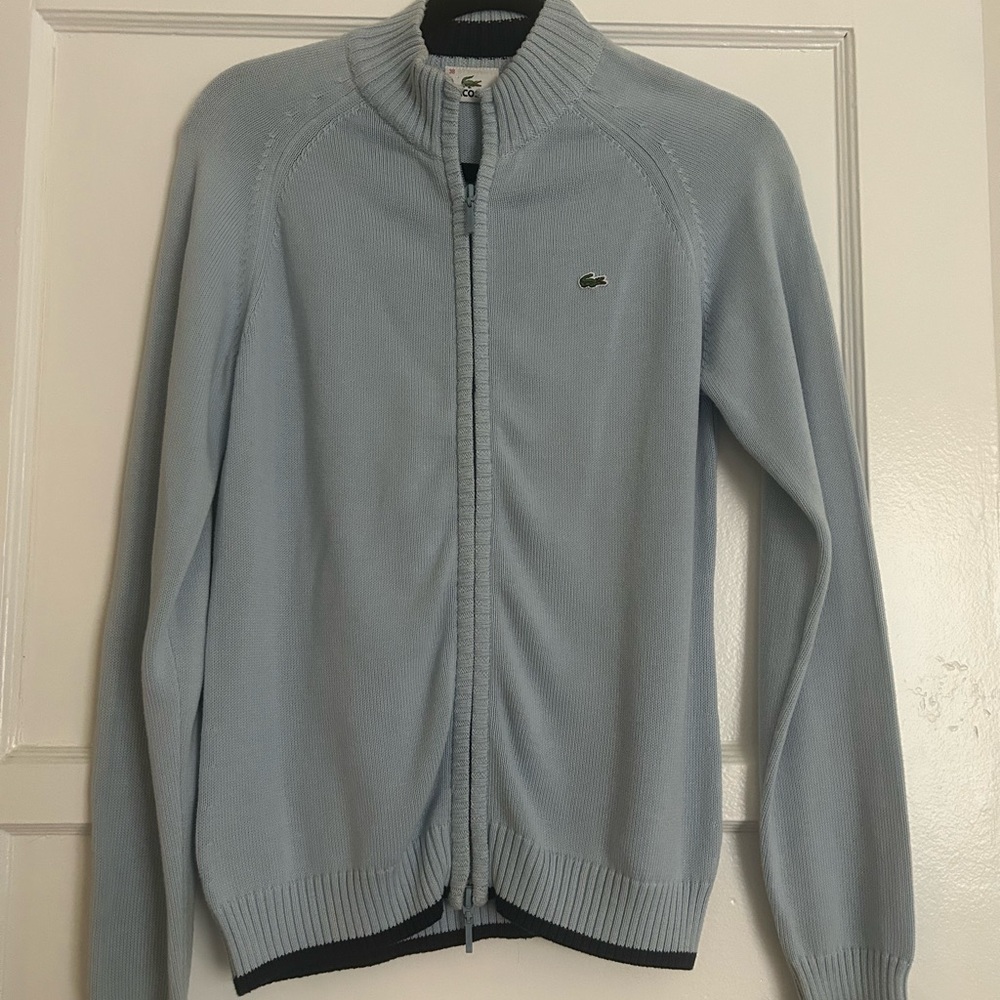 Lacoste Zip-Up Sweater in Light Blue